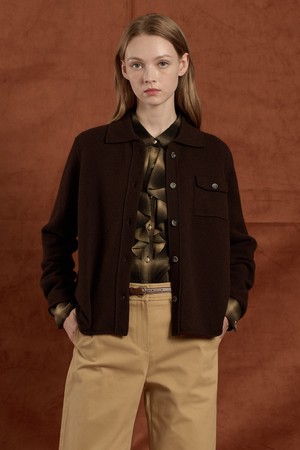 [25WT] 울 셔츠형 니트 가디건 - BROWN B5W9K10574