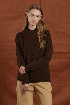 [25WT] 라운드넥 홀가먼트 니트 풀오버 - BROWN B5W9K40174
