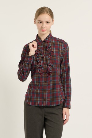 [25WT] 체크 훌 셔츠 - DARK RED B5D9B40225