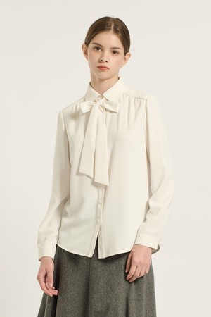 [25WT] 셔츠카라 타이 블라우스 - IVORY B5D9B40413