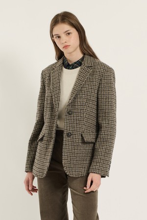 [25WT] 부클 체크 자켓 - M BROWN B5D9J10779