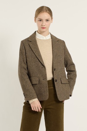 [25WT] 테일러드 투버튼 헤링본 자켓 - DARK BEIGE B5D9J17273