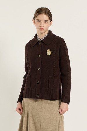 [25WT] 케이블 카라 가디건 - DARK BROWN B5D9K10875