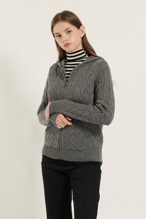 [25WT] 케이블 후드 집업 가디건 - MULTI M GRAY B5D9K17297