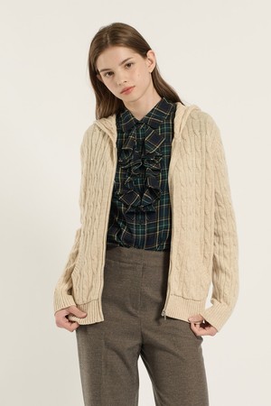 [25WT] 케이블 후드 집업 가디건 - LIGHT BEIGE B5D9K17271