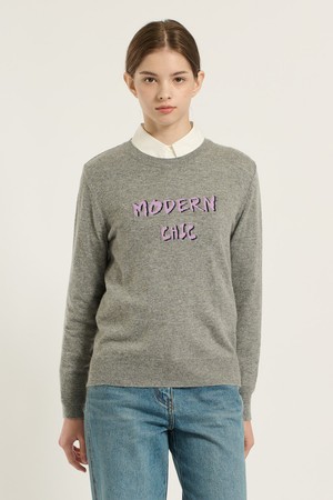 [25WT] 레터링 라운드넥 풀오버 - MULTI M GRAY B5D9K47197