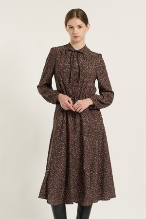 [25WT] 타이 플래어 프린트 원피스  - DARK BROWN B5D9O60175