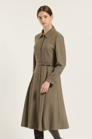 [25WT] 벨티드 플레어 원피스 - M BROWN B5D9O61079