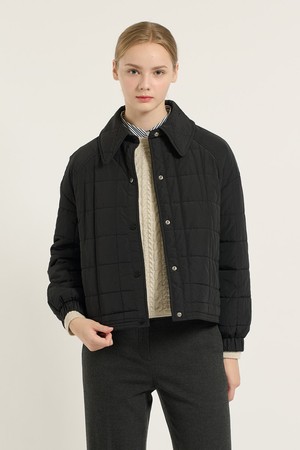 [25WT] 밑단 스트링 퀼팅 점퍼 - BLACK B5D9G17299