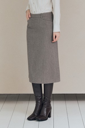 [25WT] 클래식 롱 스커트 - LIGHT M GRAY A5W9S20796
