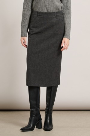 [25WT] 클래식 롱 스커트 - CHARCOAL GRAY A5W9S20798