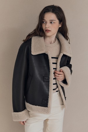 [25WT] 모노윈터 페이크레더 무스탕 - DARK BROWN A5WAF81175