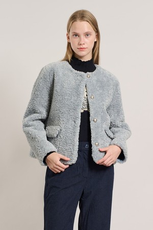 [25WT] 부클링 라운드퍼자켓 - M BLUE A5WAF81453