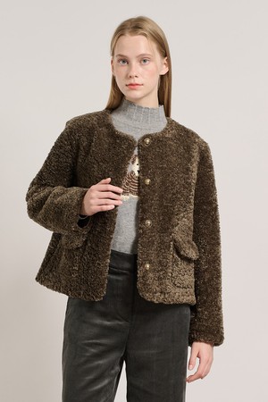 [25WT] 부클링 라운드퍼자켓 - BROWN A5WAF81474