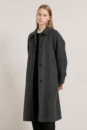 [25WT] 체크 핸드메이드 롱코트 - CHARCOAL GRAY A5WAH81398