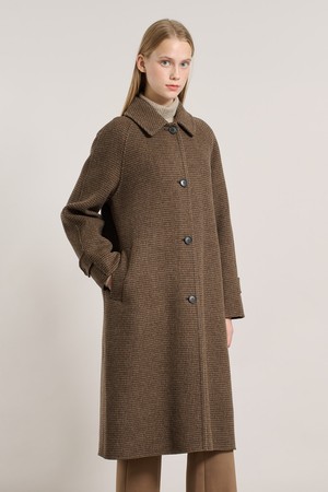 [25WT] 체크 핸드메이드 롱코트 - BROWN A5WAH81374