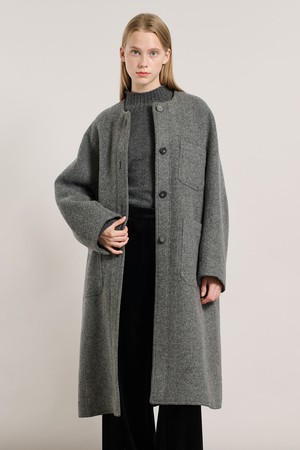 [25WT] 라운드 오버핏코트 - CHARCOAL GRAY A5WAH82098
