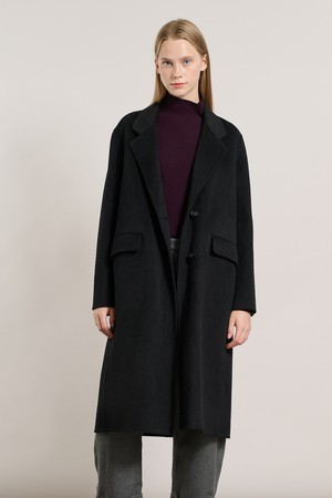 [25WT] 핸드메이드 투버튼 롱코트 - BLACK A5WAH82399