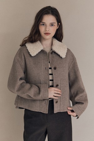 [25WT] 자베스 숏 핸드메이드 코트 - BROWN A5WAH82974