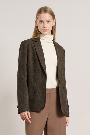 [25WT] A헤링본 슬림핏자켓 - DARK BEIGE A5WAJ18273