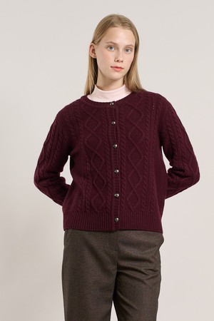 [25WT] 아라킷 케이블 가디건 - DARK PURPLE A5WAK12364