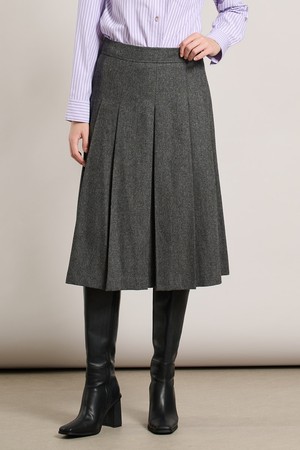 [25WT] 턱 플레어 스커트 - CHARCOAL GRAY A5WAS21498