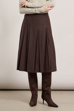 [25WT] 턱 플레어 스커트 - DARK BROWN A5WAS21475