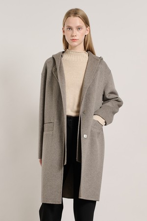 [25WT] 후드 탈부착 핸드메이드 코트 - M BROWN A5WBH83479