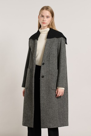 [25WT] 세일러 니트 카라 코트 - BLACK A5WBH84999