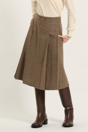 [25WT] 체크 턱 스커트 - M BEIGE B5D9S20472