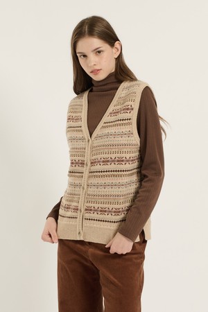 [25WT] 페어아일 베스트 - LIGHT BEIGE B5DAK51671