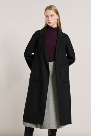 [25WT] 벨티드 핸드메이드 코트 - BLACK A5WAH88299