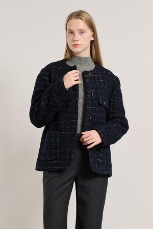 [25WT] 울 블렌디드 트위드 자켓 - NAVY A5WAJ12655