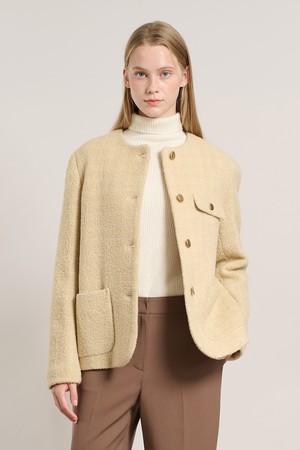 [25WT] 울 블렌디드 트위드 자켓 - M BEIGE A5WAJ12672