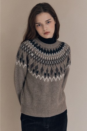 [25WT] 노르딕 클로크 라쿤 풀오버 - DARK BEIGE A5WBK43173