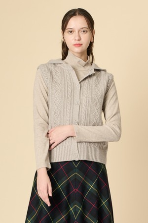 [25WT] 라쿤 케이블 후드 베스트 - LIGHT BEIGE B5DAK51371