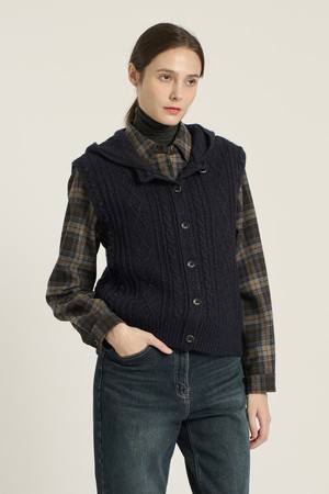 [25WT] 라쿤 케이블 후드 베스트 - NAVY B5DAK51355