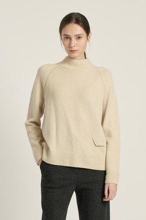 [25WT] 플랩 포켓 하프터틀 풀오버 - LIGHT BEIGE B5DAK41571