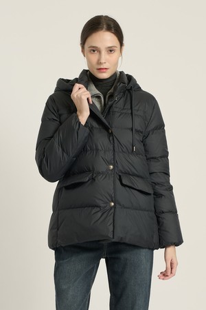 [25WT] 후드 탈부착 허리 드로우스트링 다운점퍼 - DARK NAVY B5D9F80156