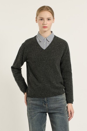 [25WT] 울 브이넥 니트 - CHARCOAL GRAY B5D9K47898