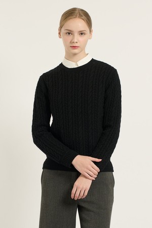 [25WT] 울캐시 케이블 풀오버 - BLACK B5DBK42999