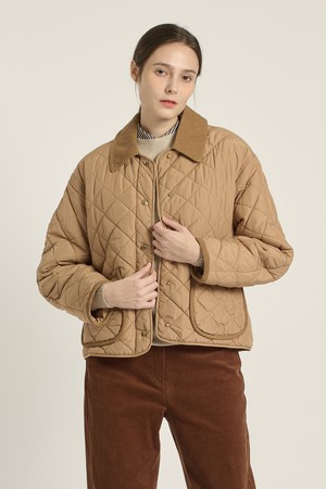 [25WT] 코듀로이 카라 퀼팅 - LIGHT BEIGE B5D9G17371