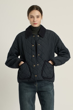 [25WT] 코듀로이 카라 퀼팅 - NAVY B5D9G17355