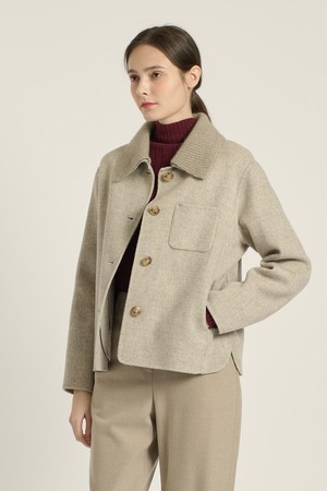 [25WT] 니트 카라 싱글 헨드메이드 자켓  - M BEIGE B5D9H80672