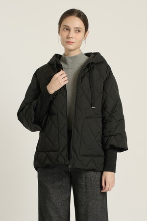 [25WT] 니트배색 하프기장 집업 다운 - BLACK B5D9F80799