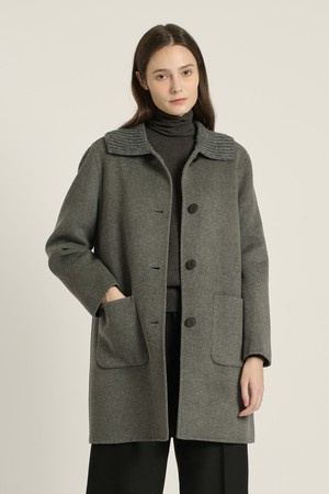 [25WT] 니트카라 핸드메이드 코트 - MULTI M GRAY B5DAH82397