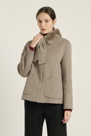 [25WT] 싱글 탈부착 머플러 핸드메이드 코트 - M BROWN B5DAH82179