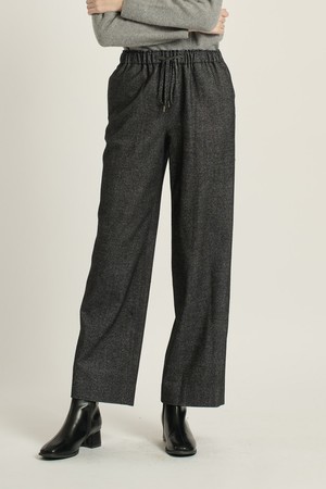 [25WT] 스트링 밴딩 와이드 팬츠 - BLACK B5D9P30699