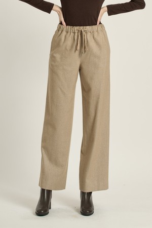 [25WT] 스트링 밴딩 와이드 팬츠 - M BEIGE B5D9P30672