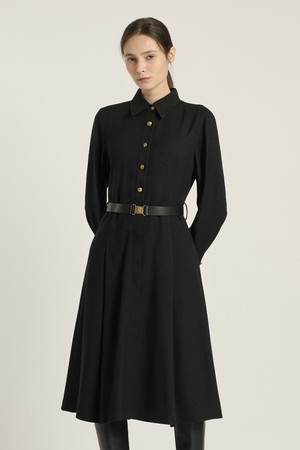 [25WT] 버튼 포인트 벨티드 원피스  - BLACK B5D9O60599